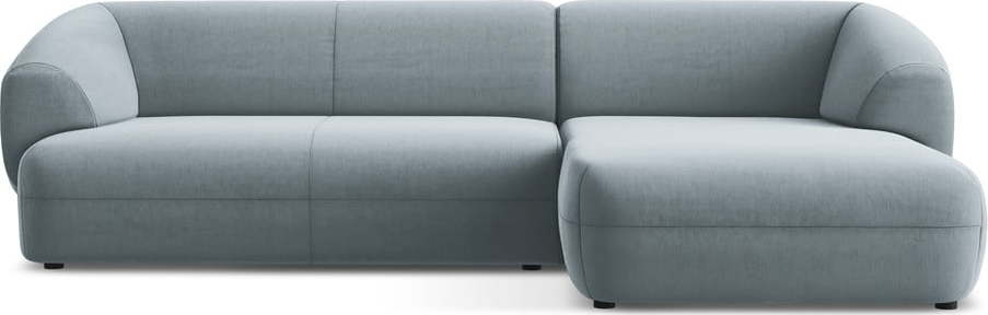 Světle modrá sametová rohová pohovka (pravý roh) Moana – Makamii Makamii