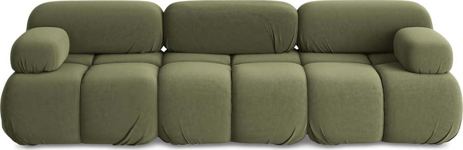 Světle zelená sametová modulární pohovka 285 cm Lokua – Makamii Makamii