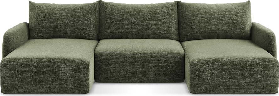 Zelená rozkládací/s úložným prostorem rohová pohovka Kalena – Makamii Makamii