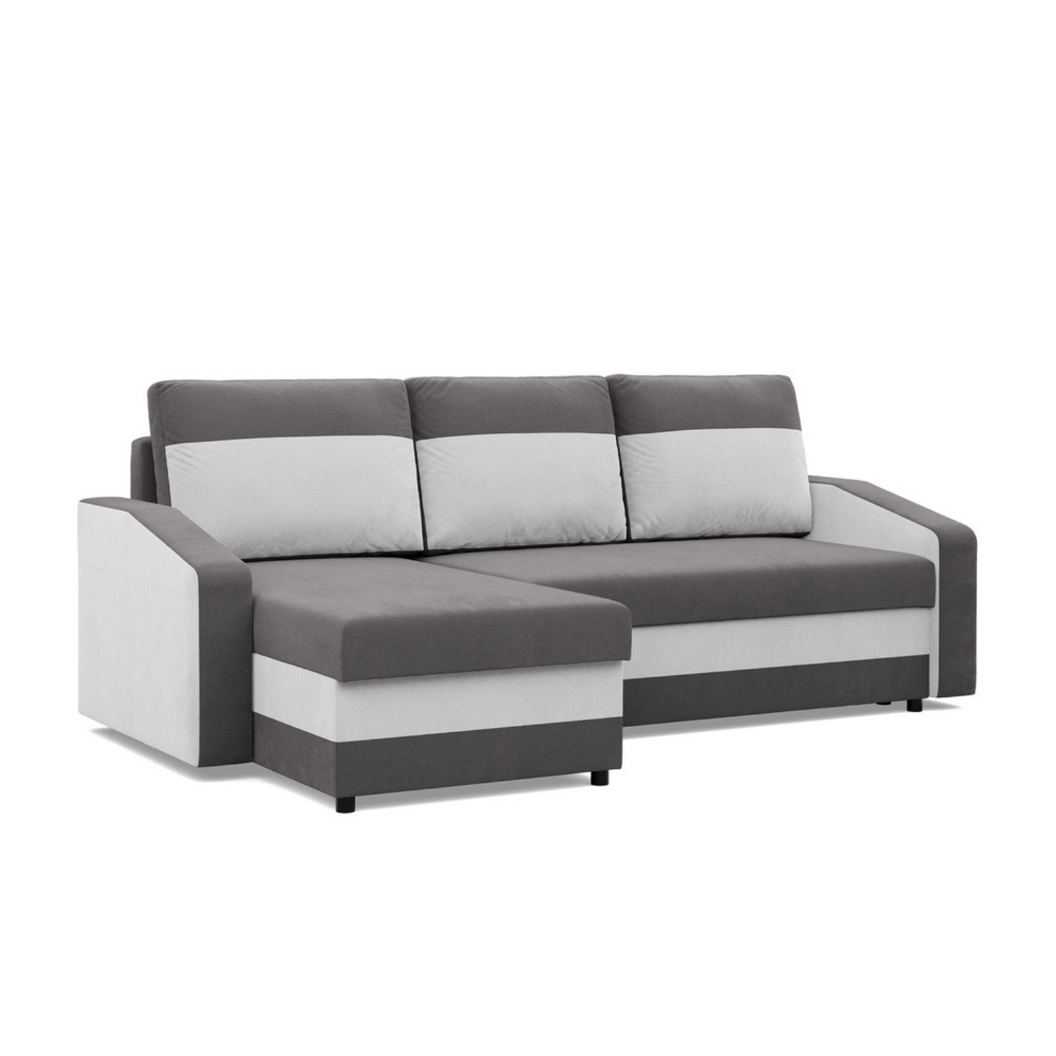 Rohová rozkládací sedací souprava HEWLET model 3 Šedá/bílá Levá SG-nábytek