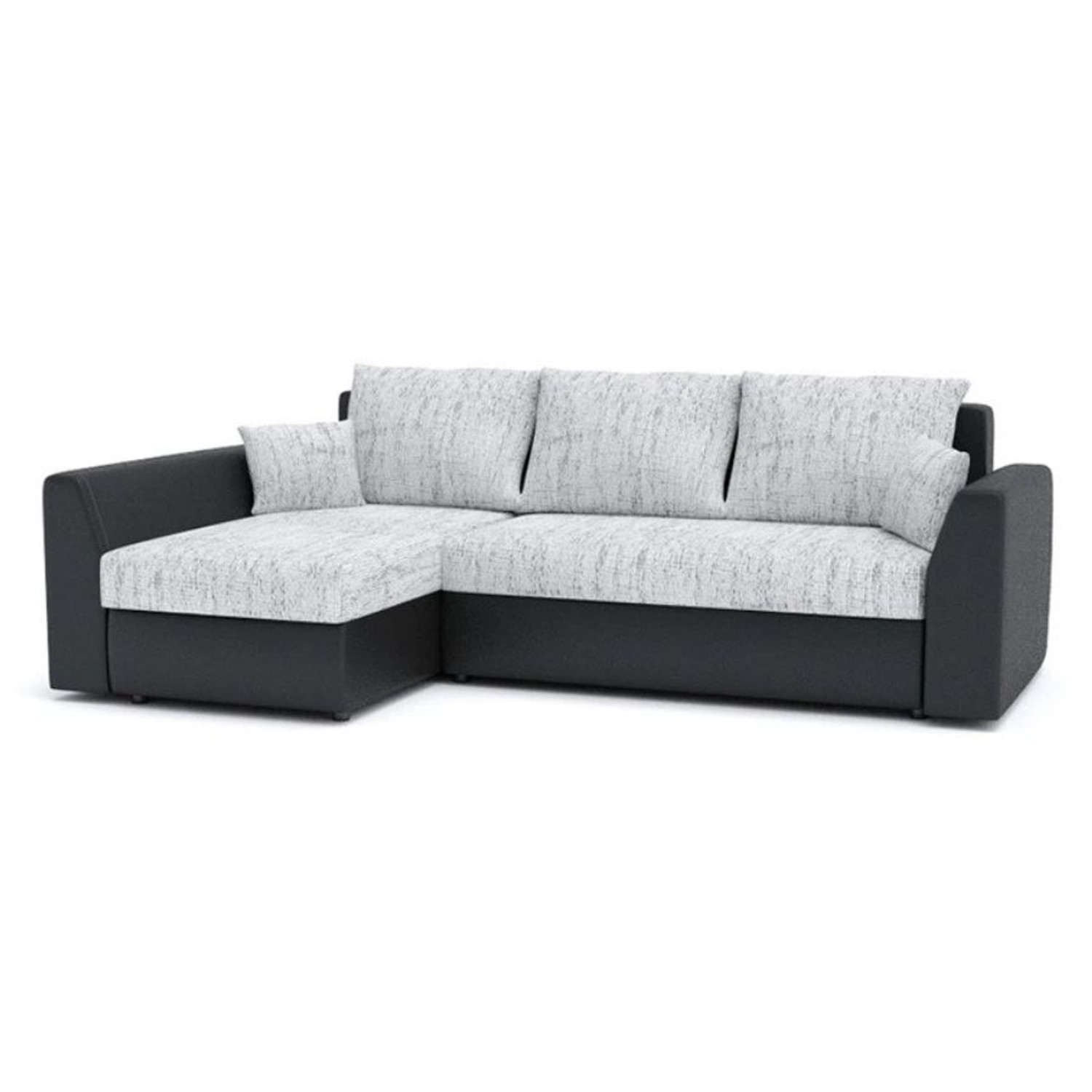 Rohová rozkládací sedací souprava PAUL látka v kombinaci s eko-kůží MODEL 3 Svělte šedá/černá eko-kůže SG-nábytek