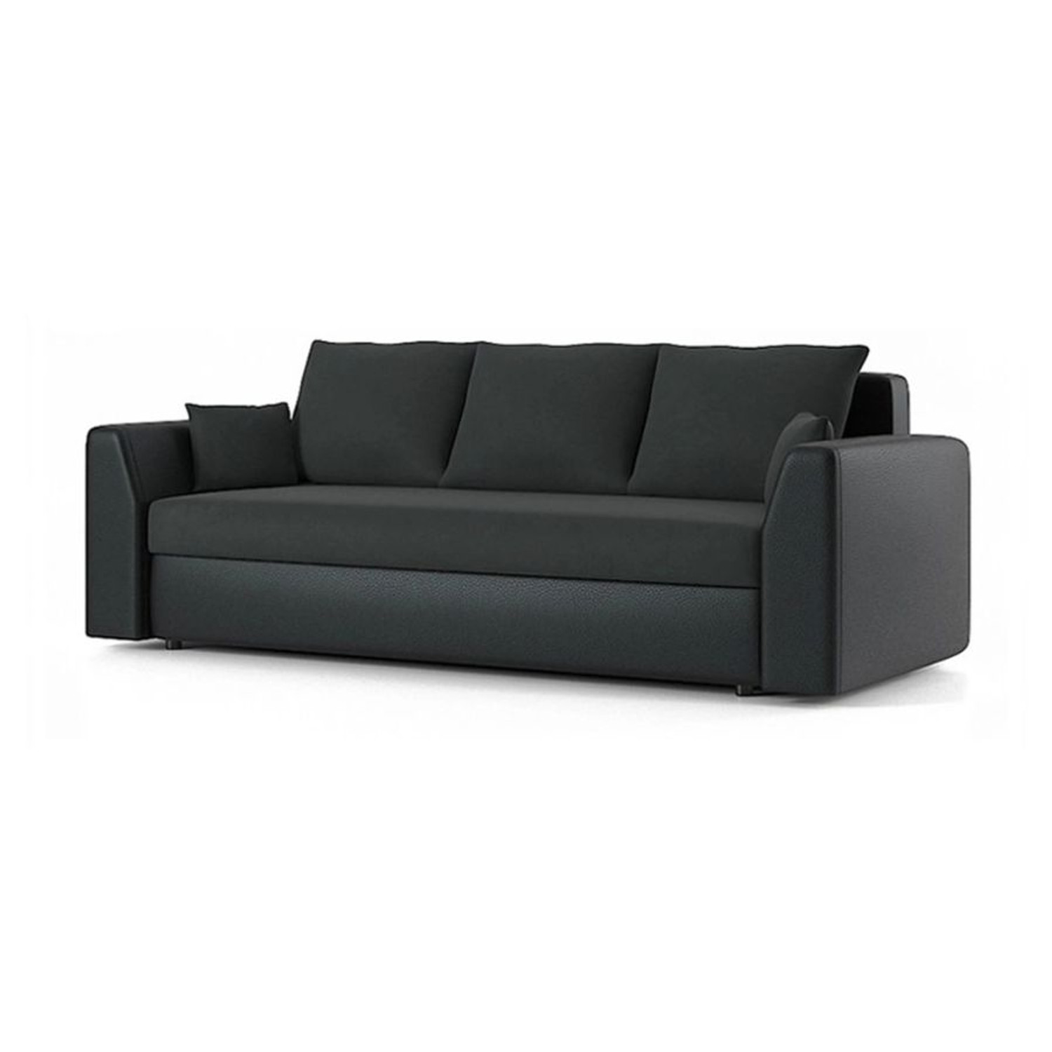 Rozkládací pohovka PAUL látka v kombinaci s eko-kůží MODEL 3 Šedá/černá eko-kůže SG-nábytek