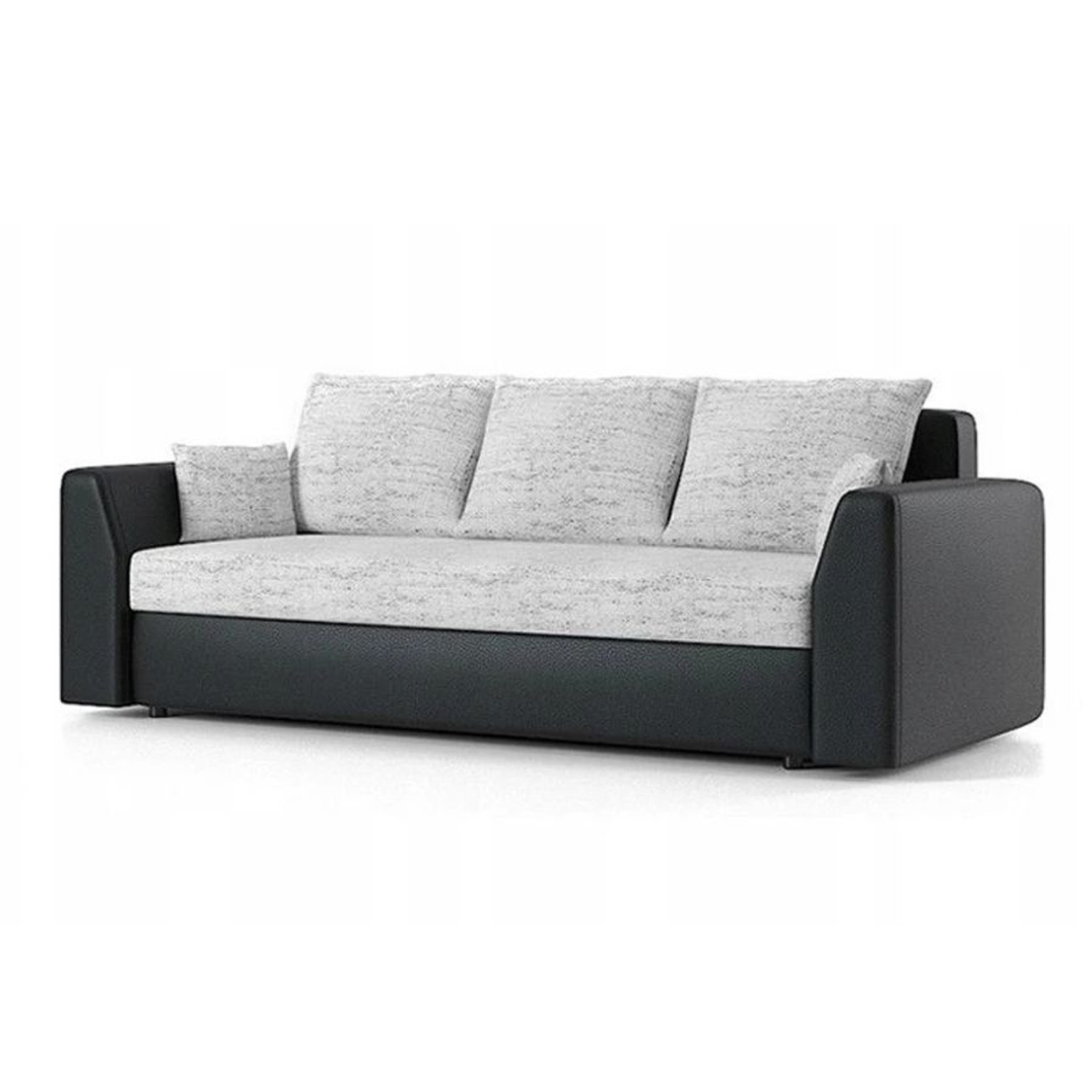 Rozkládací pohovka PAUL látka v kombinaci s eko-kůží MODEL 3 Svělte šedá/černá eko-kůže SG-nábytek