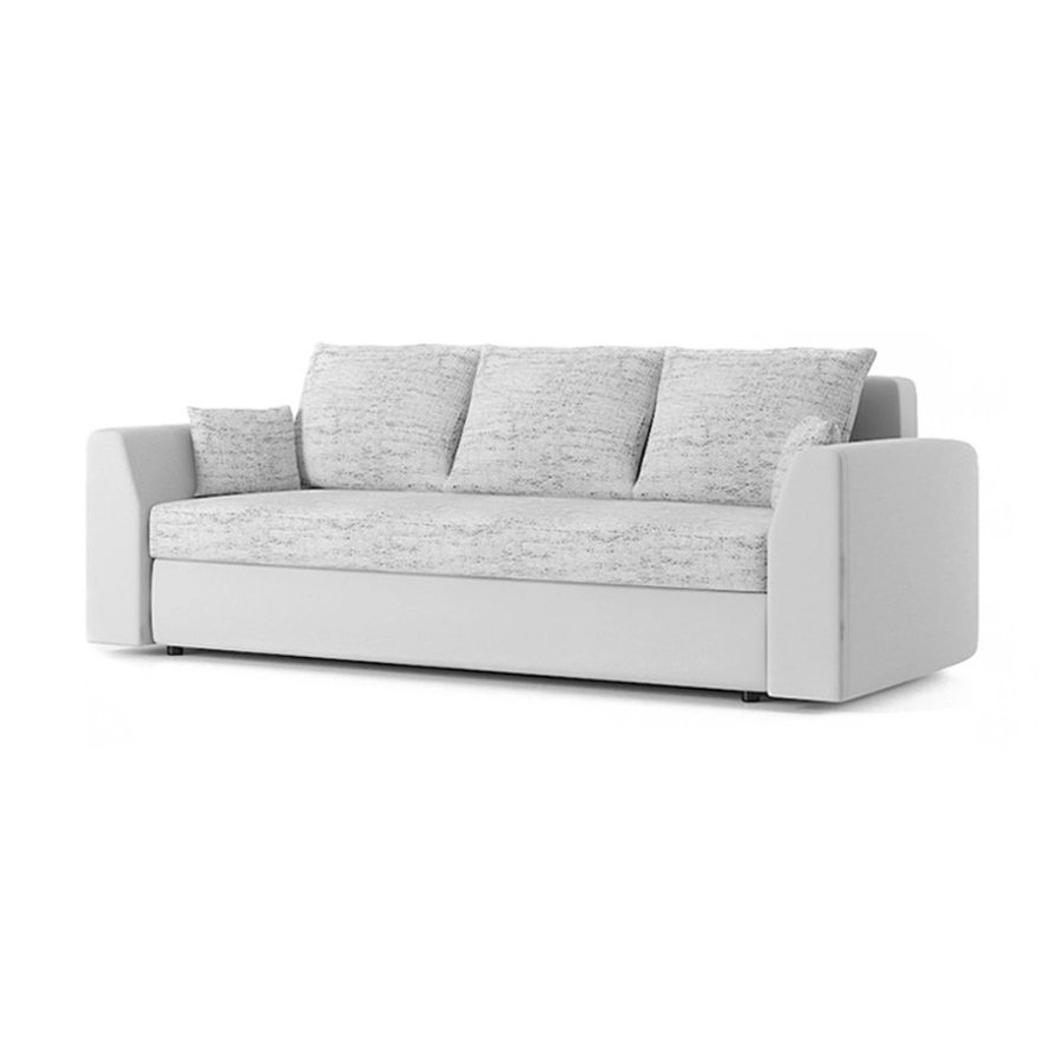 Rozkládací pohovka PAUL látka v kombinaci s eko-kůží MODEL 3 Světle šedá/bílá eko-kůže SG-nábytek