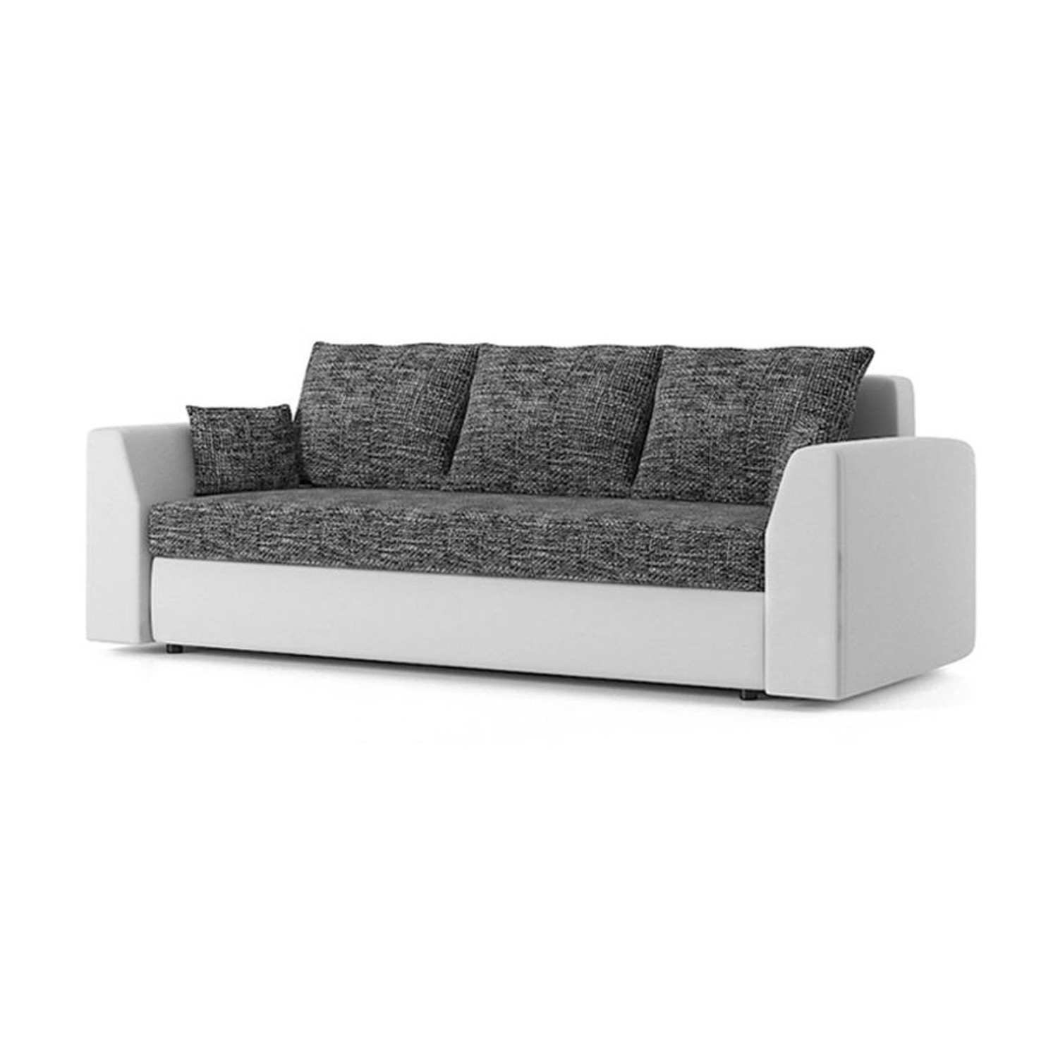 Rozkládací pohovka PAUL látka v kombinaci s eko-kůží MODEL 3 Tmavě šedá/bílá eko-kůže SG-nábytek