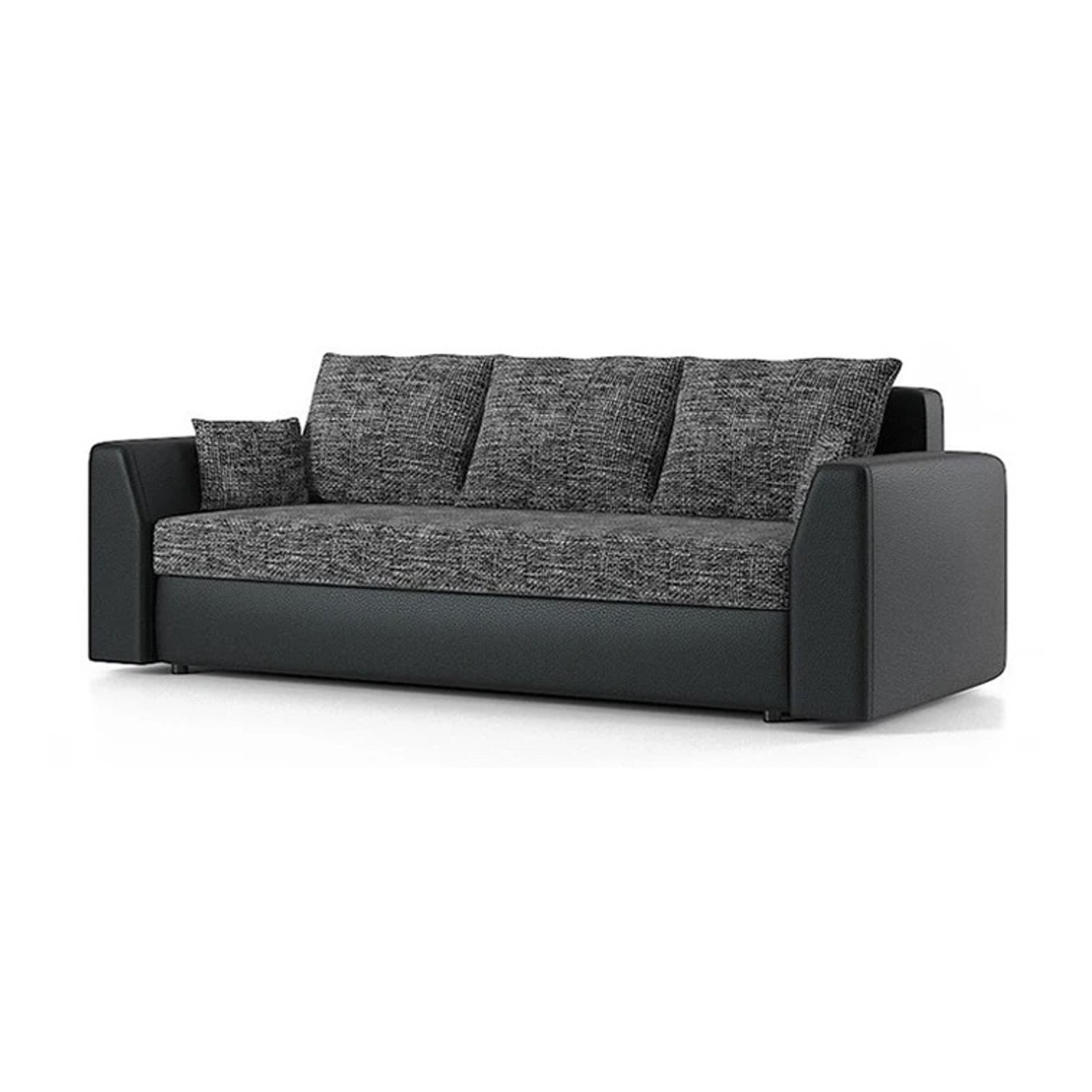 Rozkládací pohovka PAUL látka v kombinaci s eko-kůží MODEL 3 Tmavě šedá/černá eko-kůže SG-nábytek