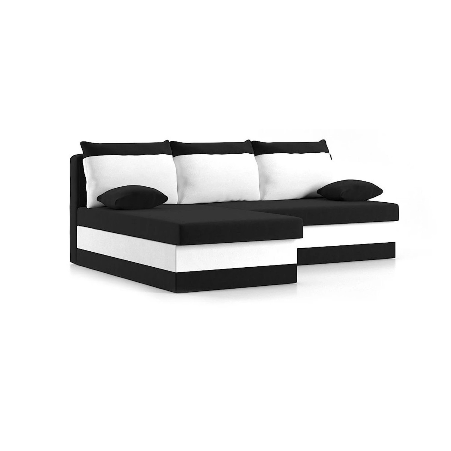 Rozkládací rohová sedací souprava DELI model 2 Černá/bílá Levá SG-nábytek