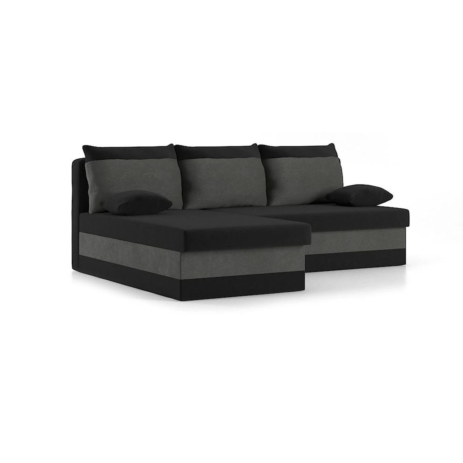 Rozkládací rohová sedací souprava DELI model 2 Černá/šedá Levá SG-nábytek