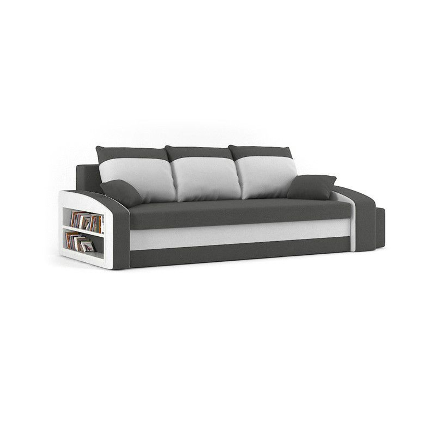 Velká rozkládací pohovka HEWLET s taburety a poličkou model 3 Černá/červená SG-nábytek