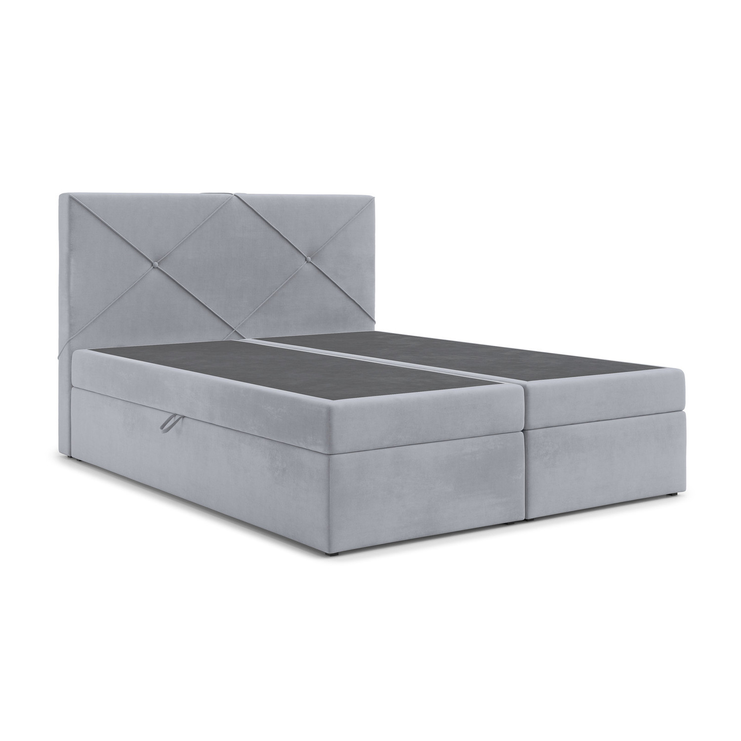 Čalouněná postel VERDE s úložným prostorem 200x200 cm Šedá RIMALL