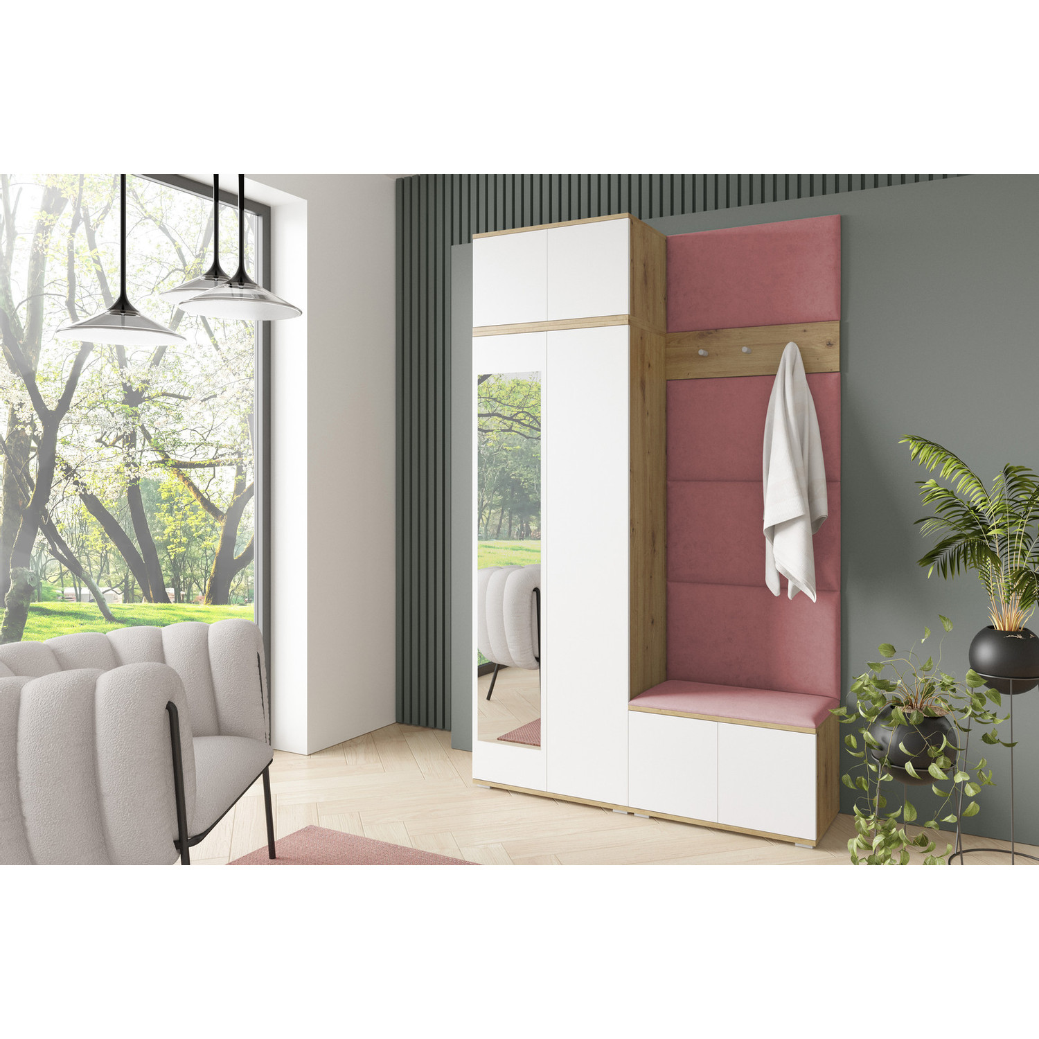 Předsíňová stěna SEVILLA II Růžová II SG nabytek