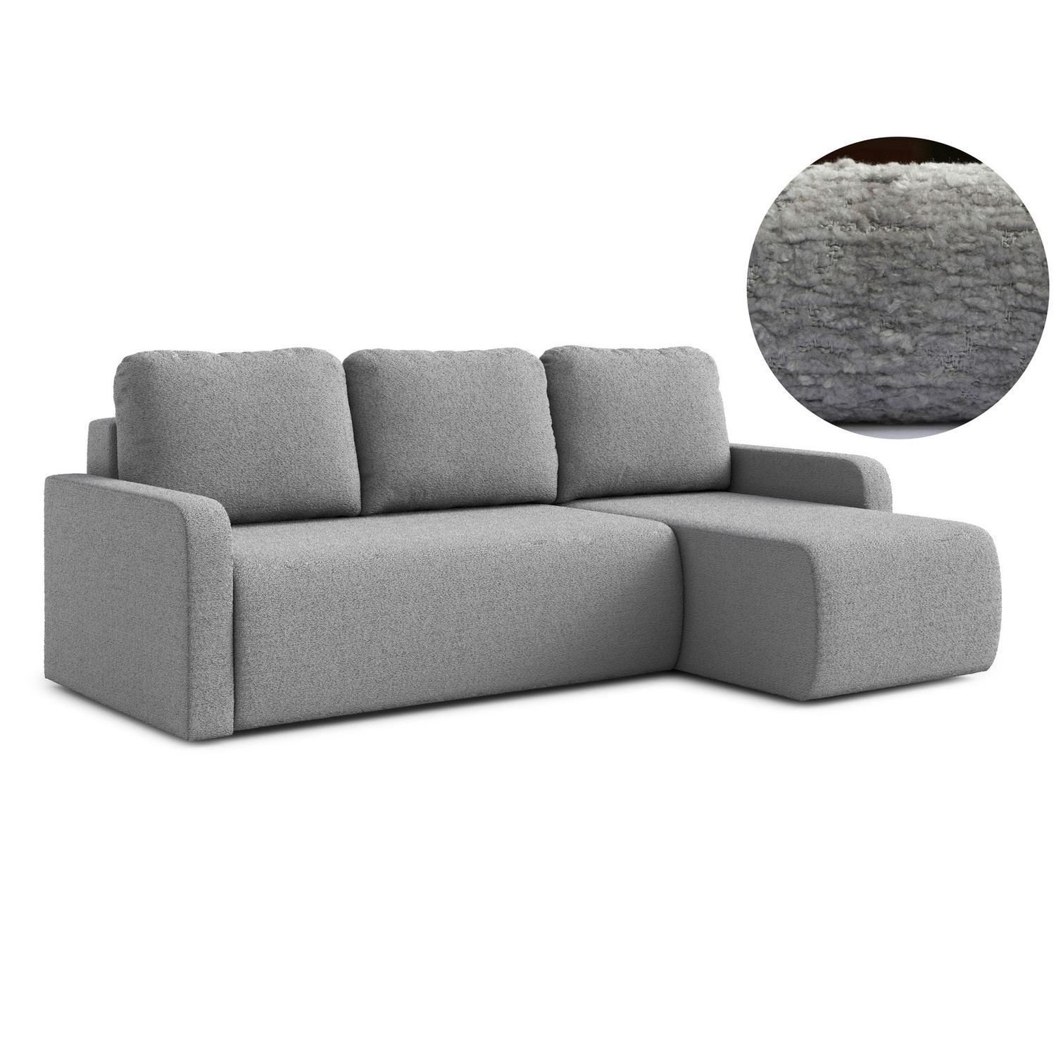 Rozkládací rohová sedací souprava ELES Pravá Šedá I RIMALL