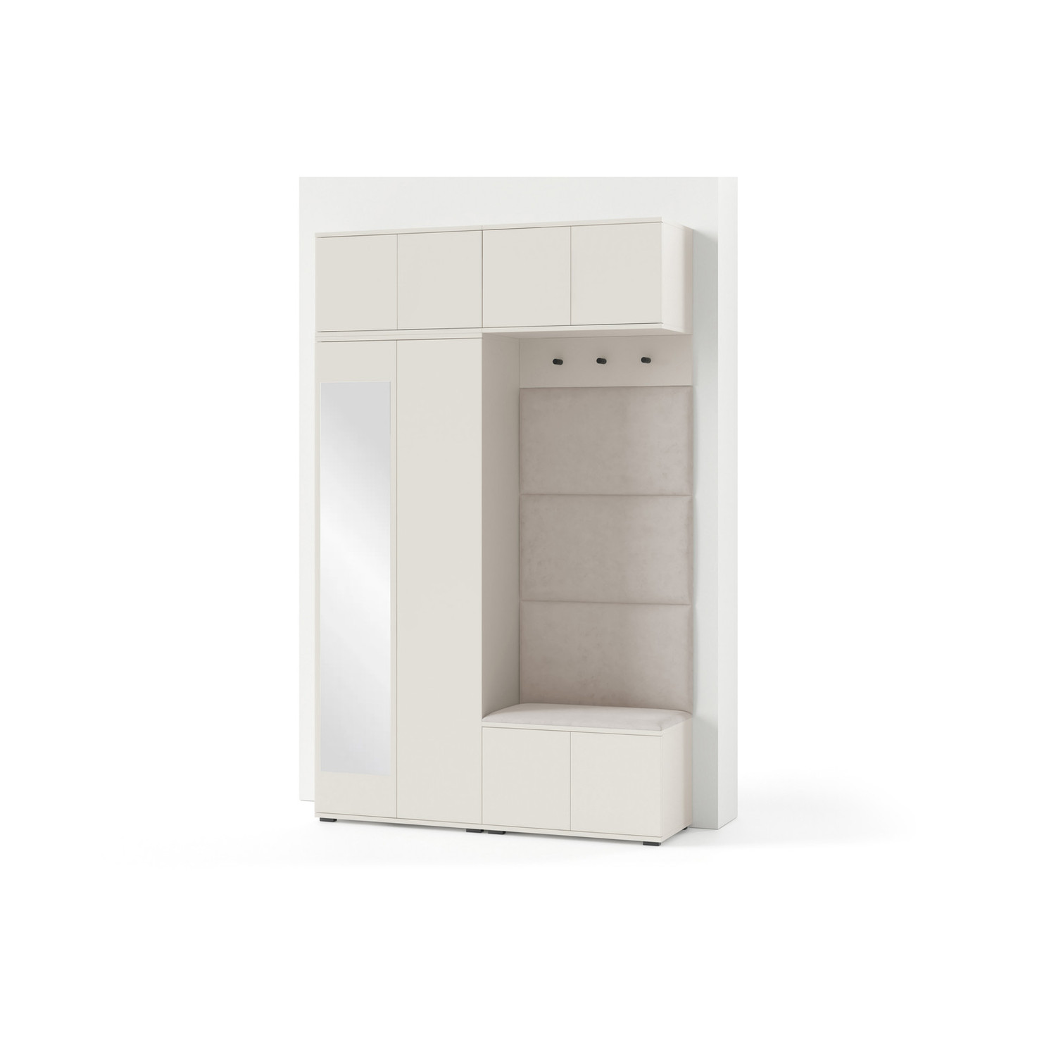 Předsíňová stěna BIANCO I Se zrcadlem Černá - tmavě šedá SG nabytek