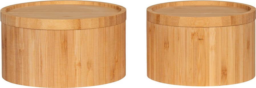 Bambusové úložné boxy v sadě 2 ks s víkem/dekorativní v přírodní barvě ø 15x8 cm Chefalu – House Nordic House Nordic
