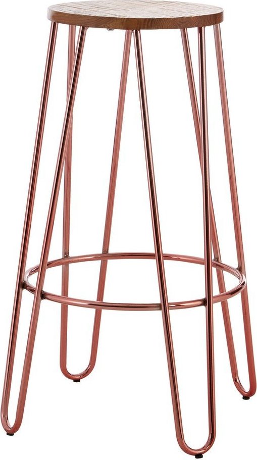 Barová stolička z jilmového dřeva v přírodní barvě/v růžovo zlaté barvě (výška sedáku 75 cm) District – Premier Housewares Premier Housewares