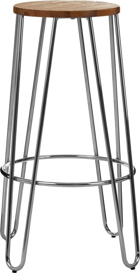 Barová stolička z jilmového dřeva ve stříbrné barvě/v přírodní barvě (výška sedáku 75 cm) District – Premier Housewares Premier Housewares