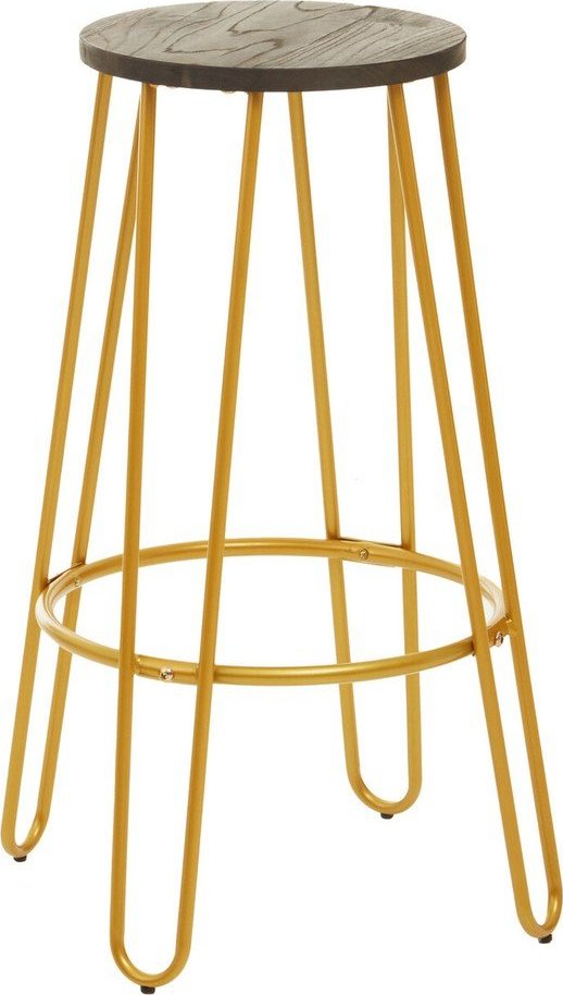 Barová stolička z jilmového dřeva ve zlaté barvě/v přírodní barvě (výška sedáku 75 cm) District – Premier Housewares Premier Housewares