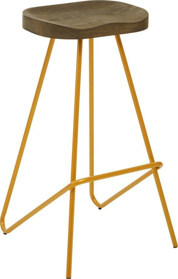 Barová stolička z jilmového dřeva ve zlaté barvě/v přírodní barvě (výška sedáku 78 cm) District – Premier Housewares Premier Housewares