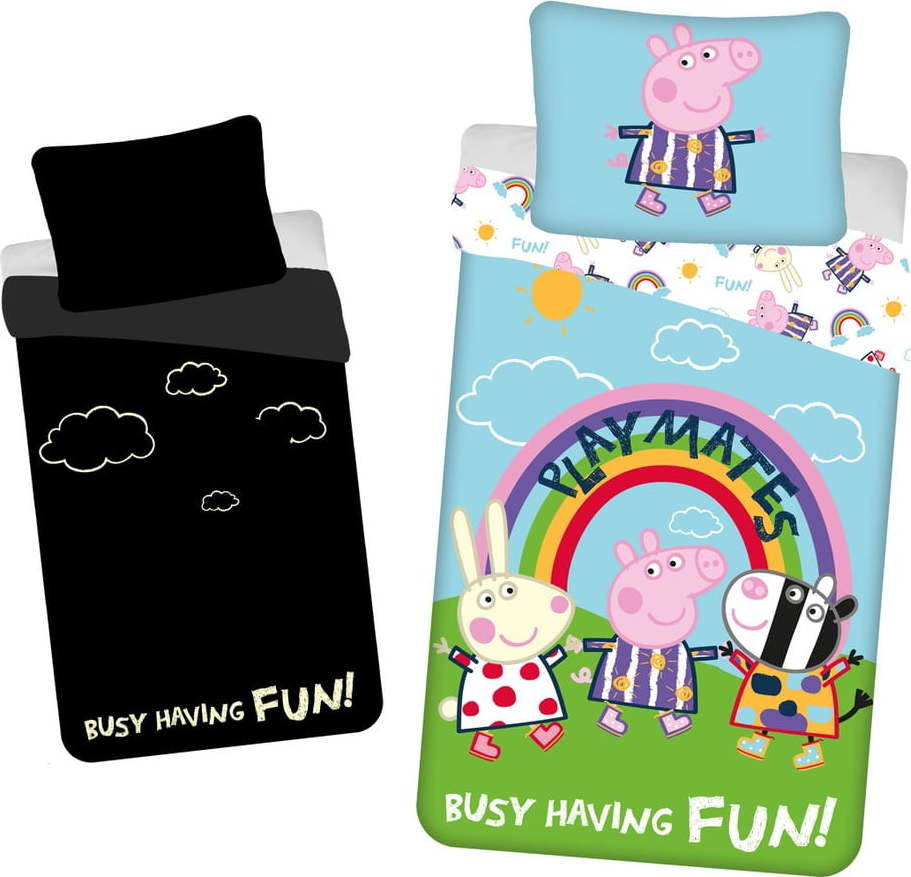 Bavlněné dětské povlečení se svítícím efektem na jednolůžko 140x200 cm Peppa Pig – Jerry Fabrics Jerry Fabrics