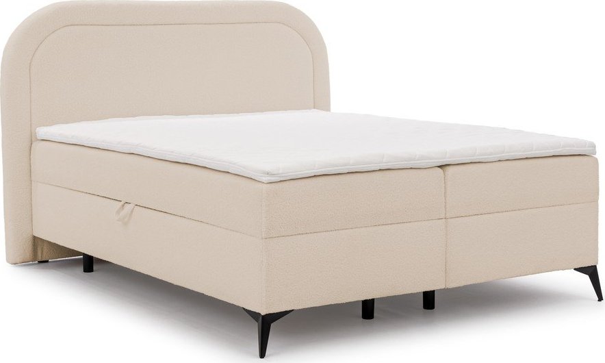 Béžová boxspring postel s úložným prostorem 160x200 cm Ornes – Ropez Ropez