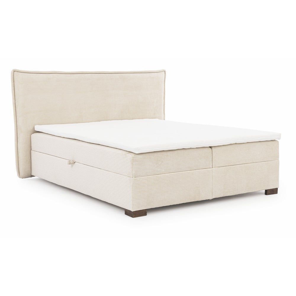 Béžová boxspring postel s úložným prostorem 200x200 cm Lysa – Ropez Ropez
