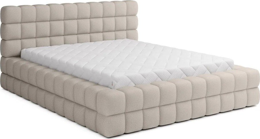 Béžová čalouněná dvoulůžková postel s úložným prostorem s roštem 140x200 cm Dizzle – ELTAP ELTAP