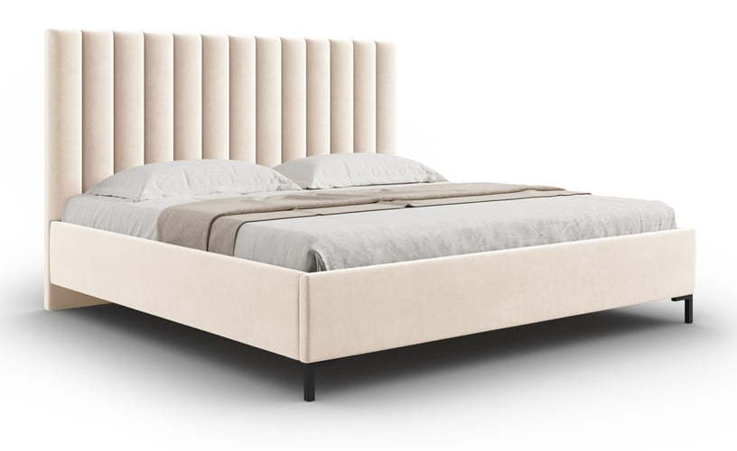 Béžová čalouněná dvoulůžková postel s úložným prostorem s roštem 160x200 cm Casey – Mazzini Beds Mazzini Beds