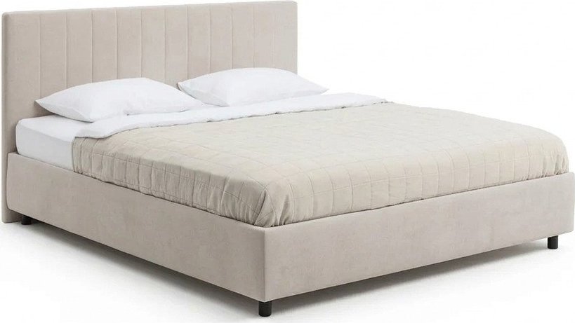 Béžová čalouněná dvoulůžková postel s úložným prostorem s roštem 160x200 cm Myra Slim Line – Bonami Selection Bonami Selection