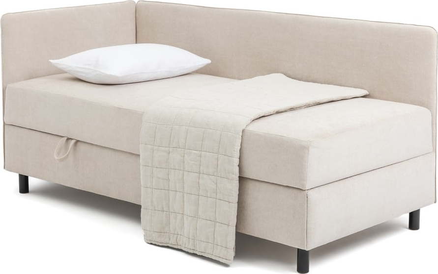 Béžová čalouněná jednolůžková postel s úložným prostorem s matrací 120x200 cm Avela – Bonami Selection Bonami Selection