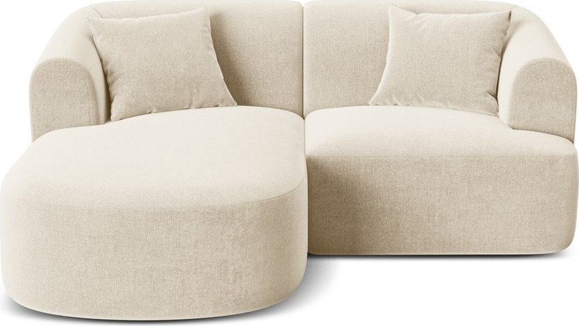 Béžová sametová rohová pohovka (levý roh/s lenoškou) Campi – Cosmopolitan Design Cosmopolitan design