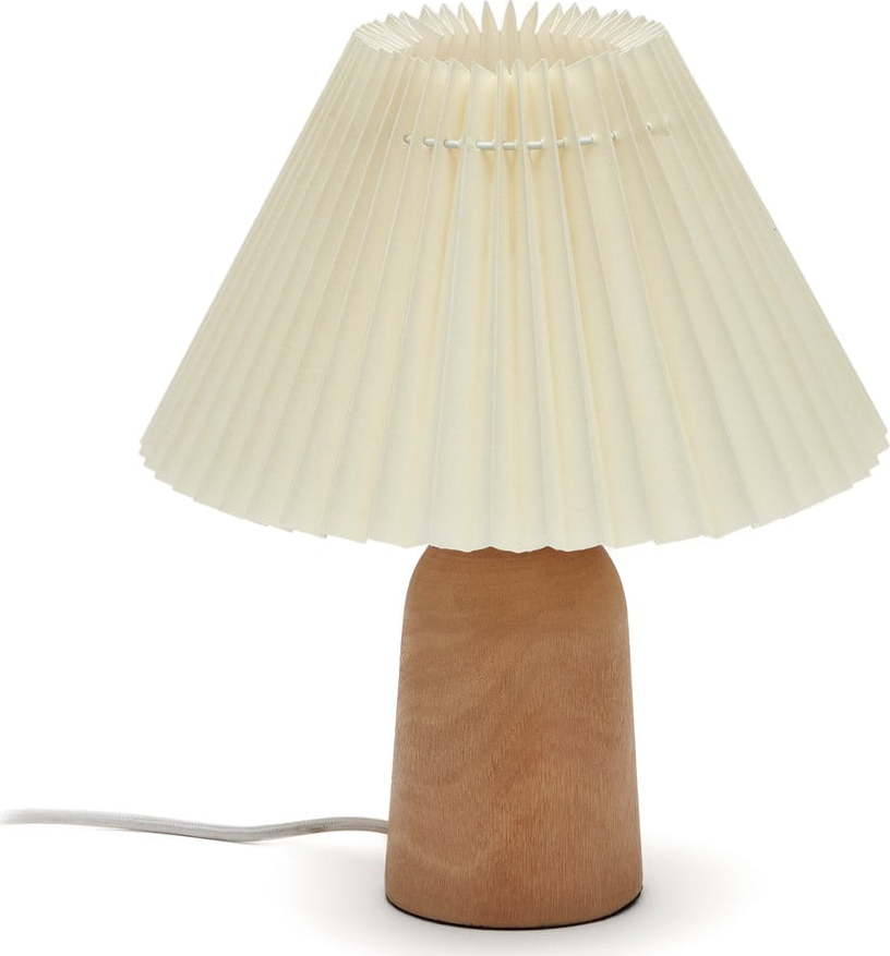 Béžová/v přírodní barvě stolní lampa z kaučukového dřeva s textilním stínidlem (výška 33 cm) Benicarlo – Kave Home Kave Home