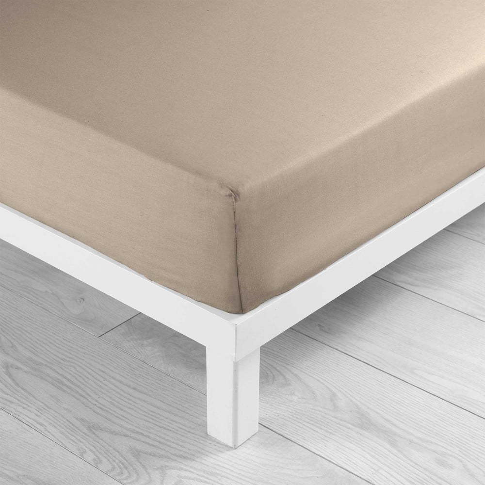 Béžové napínací bavlněné prostěradlo 90x190 cm Lina – douceur d'intérieur Douceur d intérieur