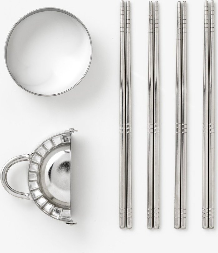 Béžové nerezové hůlky v sadě pro 4 osoby The Essentials - Dumpling Tools – Printworks Printworks