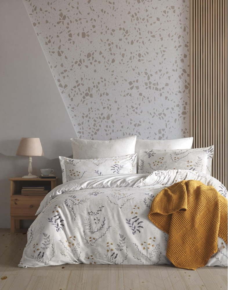 Béžové povlečení na dvoulůžko/prodloužené z bavlny Renforcé 240x220 cm Soft Floral – Mila Home Luxury Mila Home Luxury
