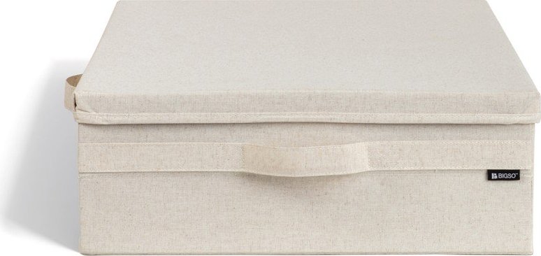 Béžový látkový úložný box s víkem 46x56x16 cm Soft Storage Low – Bigso Bigso