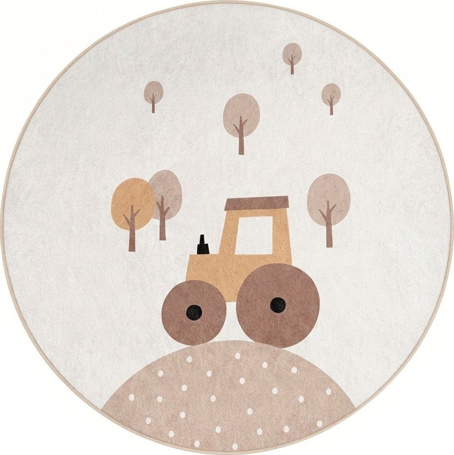 Béžový pratelný dětský koberec ø100 cm Tractor World – Mila Home Mila Home
