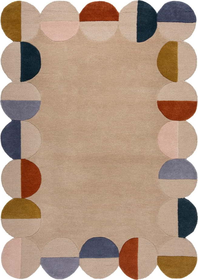 Béžový ručně tkaný vlněný koberec 120x170 cm Mia Scallop Frame – Flair Rugs Flair Rugs