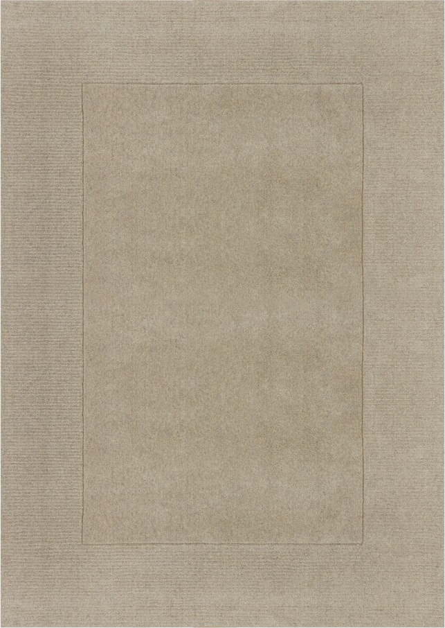 Béžový ručně tkaný vlněný koberec 240x340 cm Textured Wool Border – Flair Rugs Flair Rugs