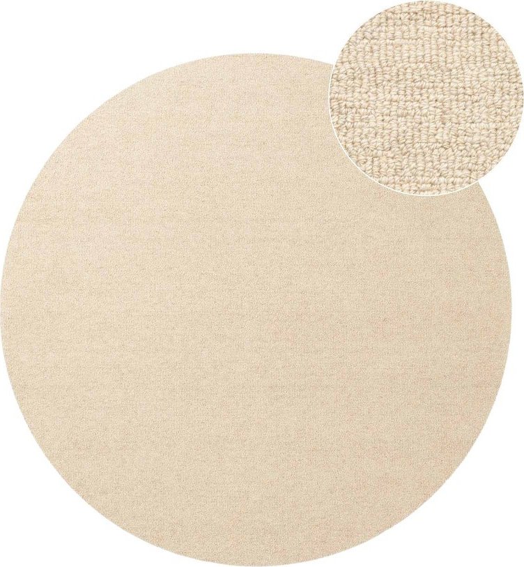 Béžový ručně tkaný vlněný kulatý koberec ø 200 cm Puristic Knots – Elle Decoration Elle Decoration