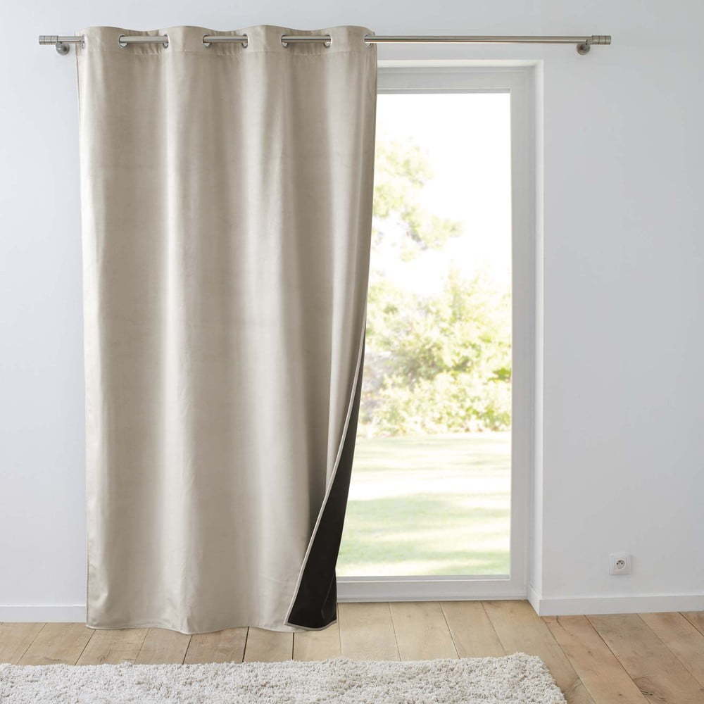 Béžový sametový termo závěs 140x260 cm Polarchic – douceur d'intérieur Douceur d intérieur