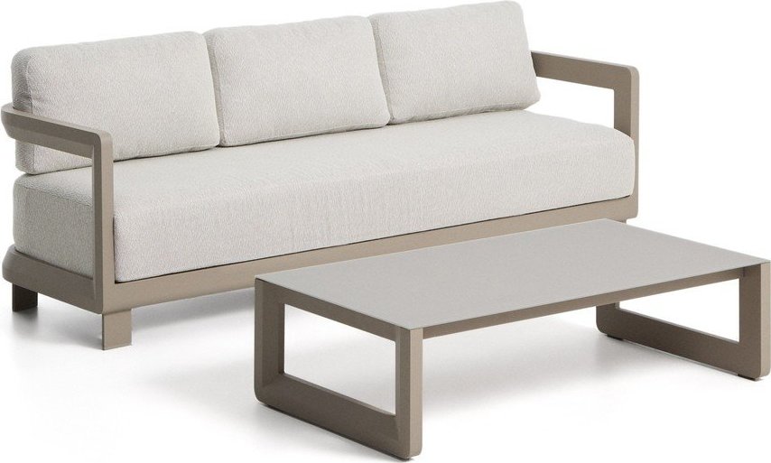 Béžový/taupe hliníkový zahradní lounge set pro 3 osoby Nerano – Kave Home Kave Home