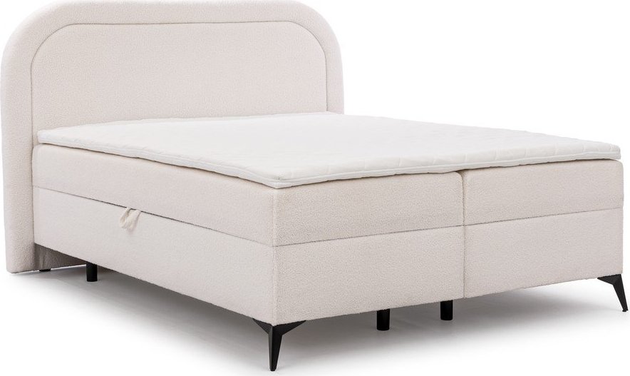 Bílá boxspring postel s úložným prostorem 180x200 cm Ornes – Ropez Ropez