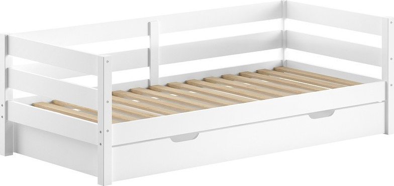 Bílá dětská postel z borovicového dřeva s výsuvným lůžkem s roštem 90x200 cm Margrit – Vipack Vipack