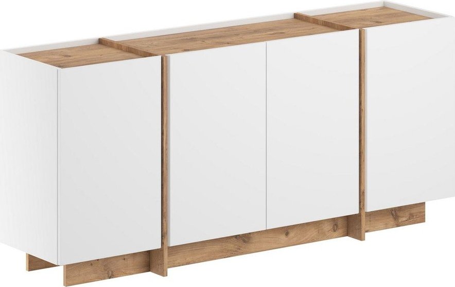 Bílá komoda v dekoru borovice s dírou na kabely 180x80x45 cm Dorma – Kalune Design Kalune Design