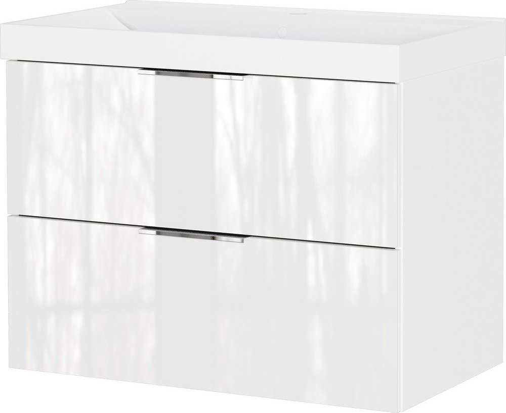 Bílá lesklá závěsná skříňka pod umyvadlo 81x65 cm Celano – Germania Germania