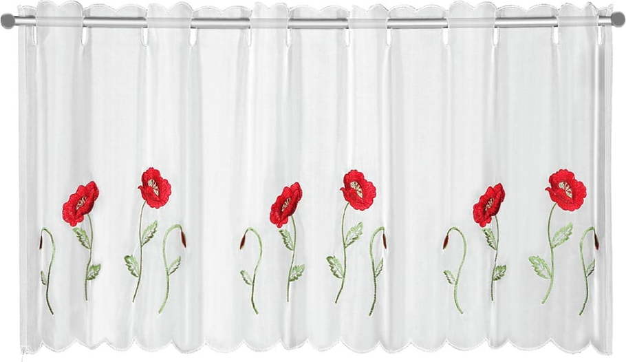 Bílá záclona 155x45 cm Poppies – Sehlbach Sehlbach