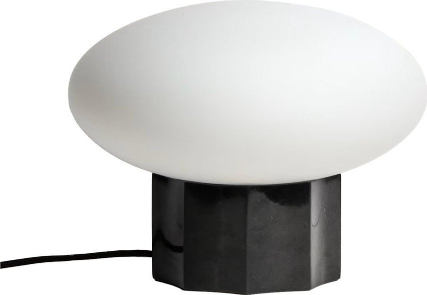 Bílá/černá kovová stolní lampa se skleněným stínidlem (výška 20 cm) Idela – Kave Home Kave Home