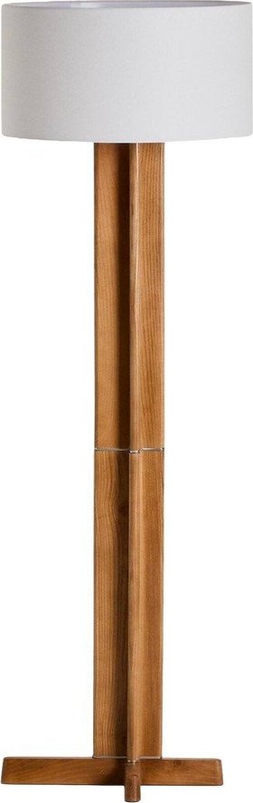 Bílá/hnědá stojací lampa s textilním stínidlem (výška 150