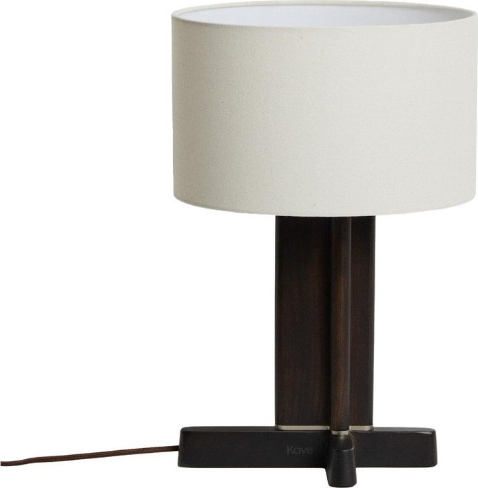 Bílá/tmavě hnědá stolní lampa z kaučukového dřeva s textilním stínidlem (výška 48 cm) Niani – Kave Home Kave Home