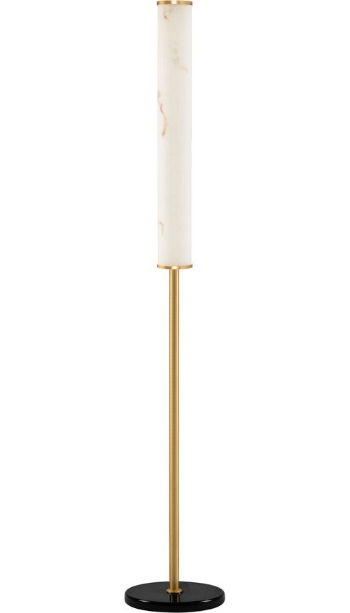Bílá/v mosazné barvě LED stojací lampa v dekoru mramoru (výška 140 cm) Nolia – Nova Luce Nova Luce